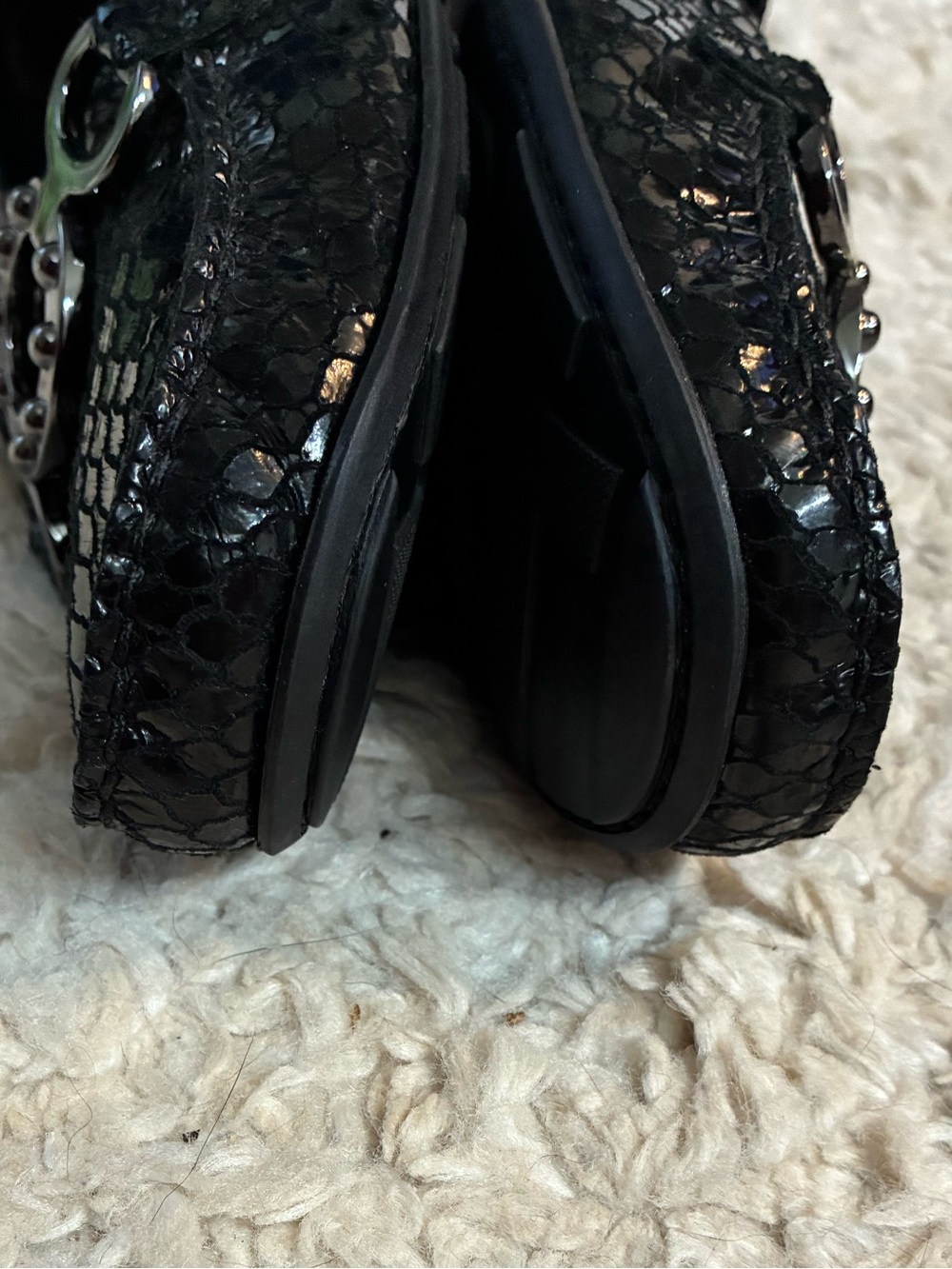 Stuart Weitzman Black Leather Slip-On Flats - Picture 7 of 10